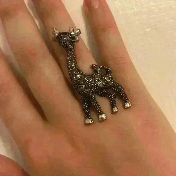 🐳 Studded Giraffe Alloy Gray Ring - Picture 9 of 10